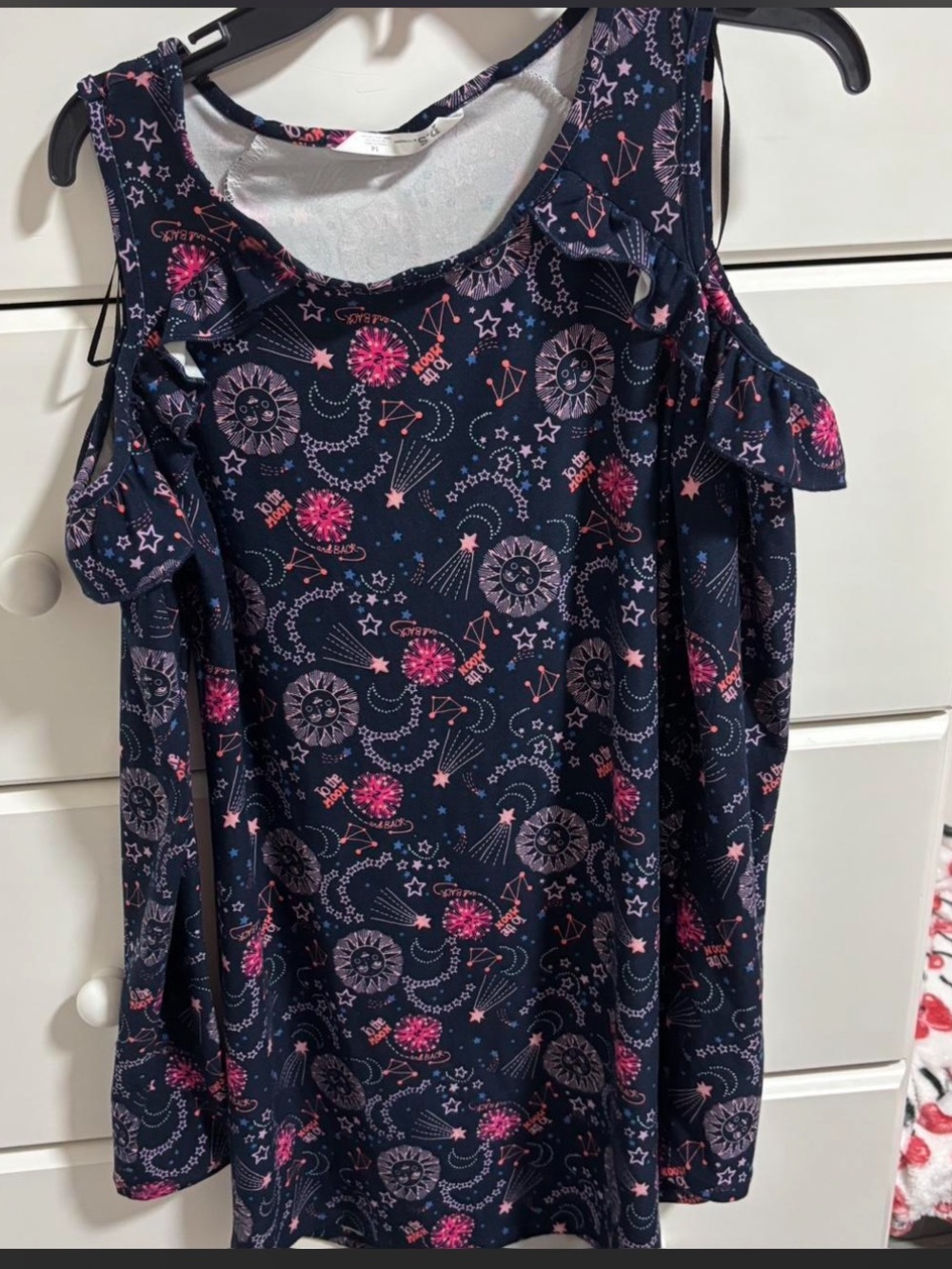 kids P.S. from Aeropostale navy blue dress with celestial print